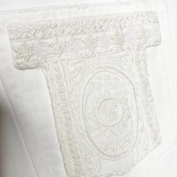 VALENTINO Button Front Denim Ricamato Skirt  - Picture 8 of 14